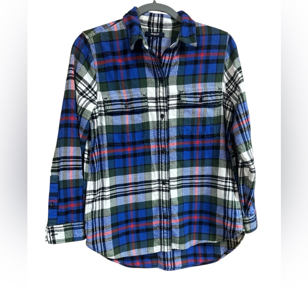 Madewell Plaid Flannel Shirt in Blue, Green, and Red Size small